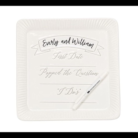 Mud Pie Personalized Wedding Plate ~ 11” Square - Picture 3 of 8